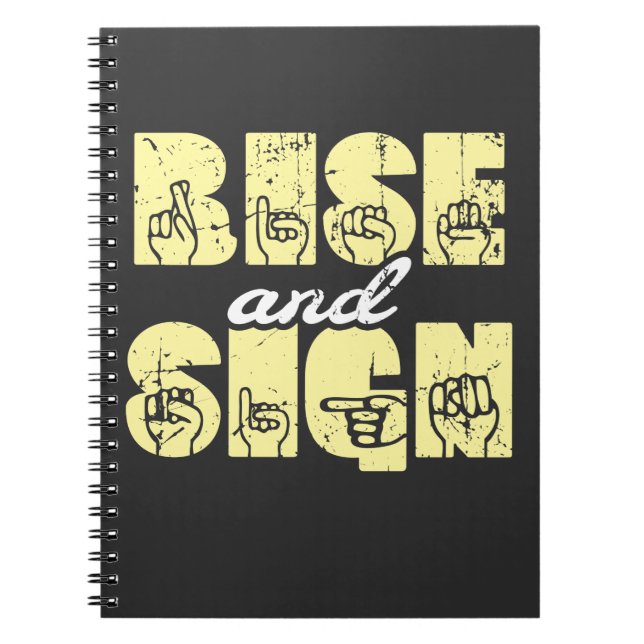 Sign Language ASL Rise and Sign Notebook (Front)