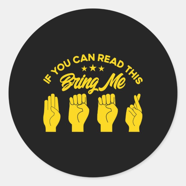 Sign Language Bring Me Beer Deaf 1  Classic Round Sticker (Front)