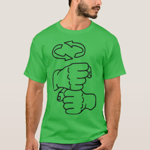 Sign Language Coffee Line Art Black T-Shirt