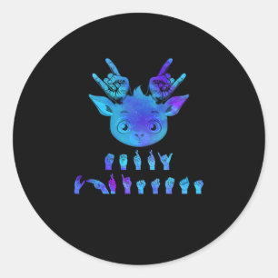 Sign Language Deaf Christmas Reindeer Deaf Asl Awa Classic Round Sticker