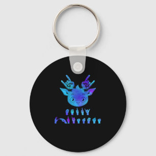 Sign Language Deaf Christmas Reindeer Deaf ASL awa Key Ring