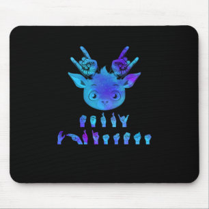 Sign Language Deaf Christmas Reindeer Deaf ASL awa Mouse Mat