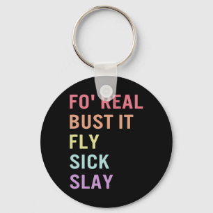 Sign Language Fo Real Bust It ASL Slang Tee Deaf A Key Ring