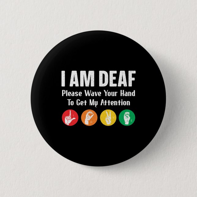 Sign Language Hand Interpreter Asl Deaf Awareness  6 Cm Round Badge (Front)