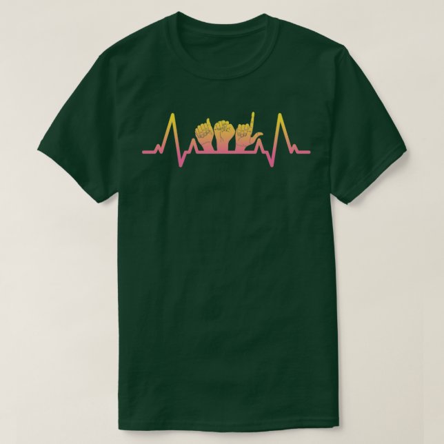 Sign Language Heartbeat Tee Teacher Deaf Awareness (Design Front)