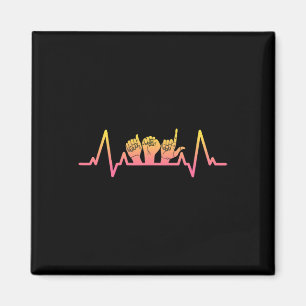 Sign Language Heartbeat Tee Teacher Deaf Awareness Magnet