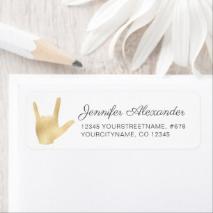 Sign Language I Love You Gold Faux Foil Label