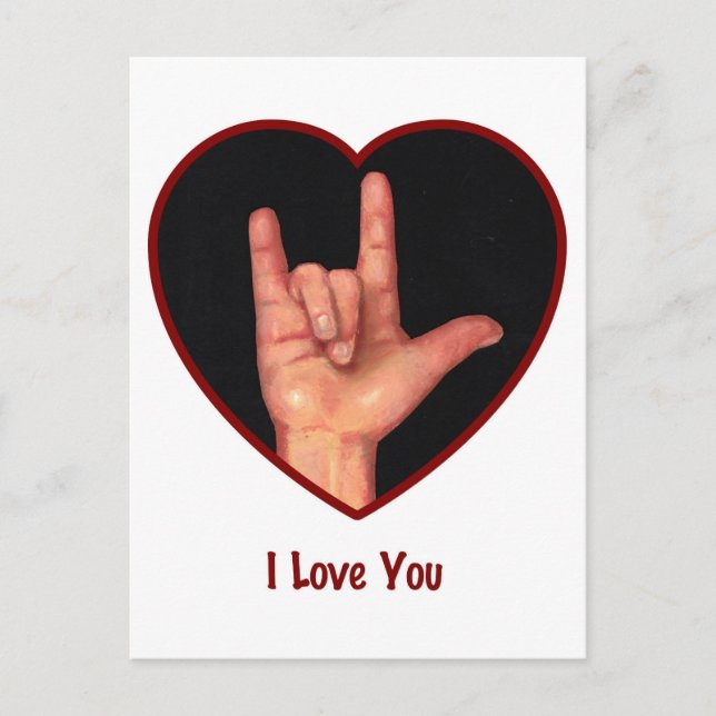 SIGN LANGUAGE I LOVE YOU HEART, HAND POSTCARD (Front)