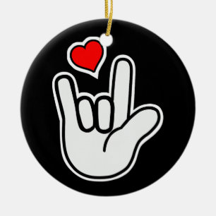 Sign Language I Love You Sign Ceramic Tree Decoration
