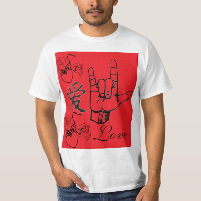 Sign Language I love you symbol T-Shirt (Front)