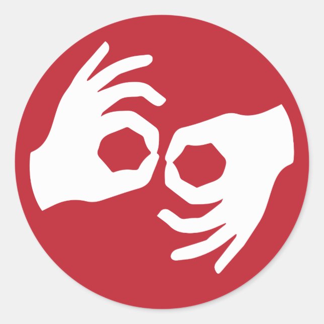 Sign language interpretation symbol classic round sticker (Front)