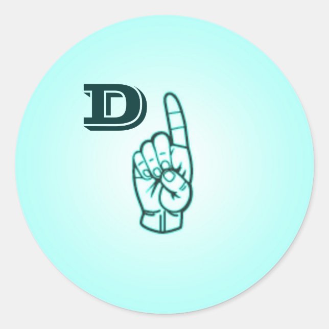 Sign Language Letter D Small Stickers by Janz (Front)