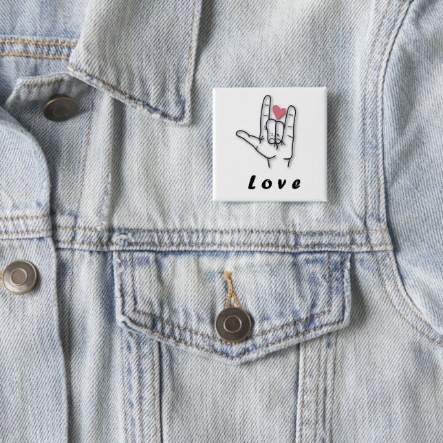 Sign Language Love 15 Cm Square Badge (In Situ)