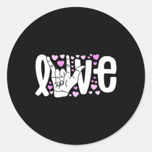 Sign Language Love ASL Be Kind Deaf Awareness Classic Round Sticker