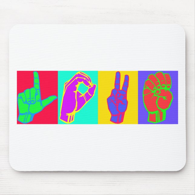 Sign Language LOVE Mouse Mat (Front)