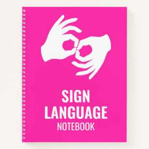 Sign Language Notebook – ASL Hands Symbol Magenta