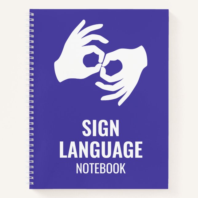 Sign Language Notebook – ASL Hands Symbol Purple (Front)