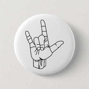 Sign Language Outline 6 Cm Round Badge