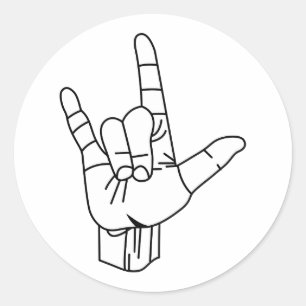 Sign Language Outline Classic Round Sticker