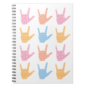 Sign Language Patterned I Love You Signs Notebook