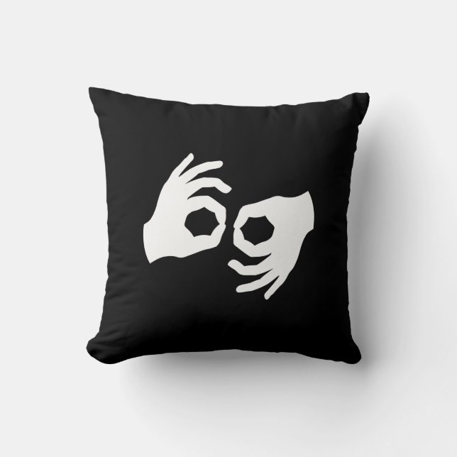 Sign Language Pictogram Throw Pillow (Front)