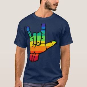 Sign language pride rainbow colours I love you sig T-Shirt