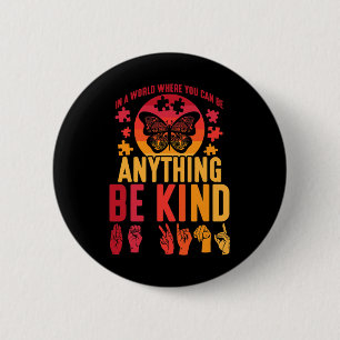 Sign Language Puzzle Deaf Butterfly 6 Cm Round Badge