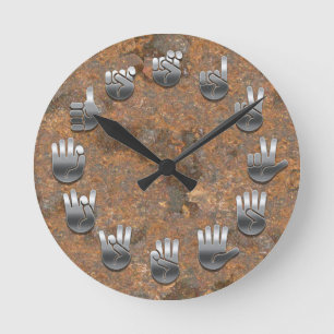 Sign Language -Rusty Round Clock