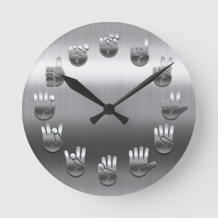 Sign Language -Stainless Round Clock