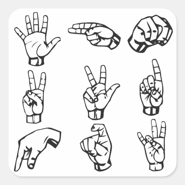 Sign Language Symbols  Square Sticker (Front)