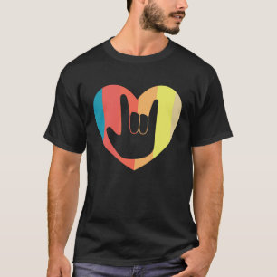 Sign Languege Heart Love Vintage Deaf Persons T-Shirt