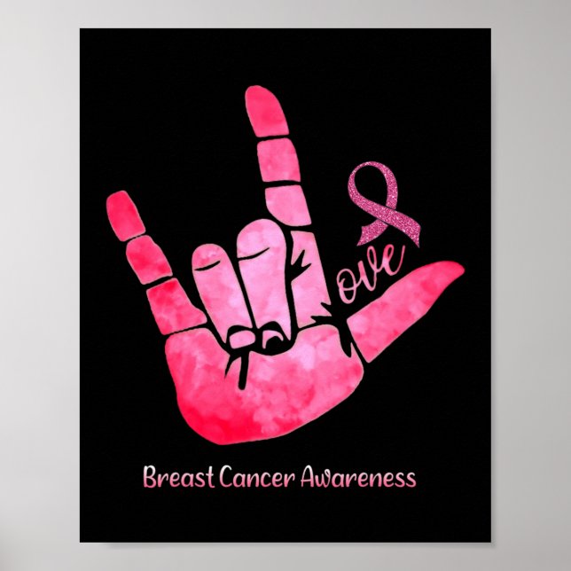 Sign Love Breast Cancer Awareness Pink Ribbon Warr (Front)
