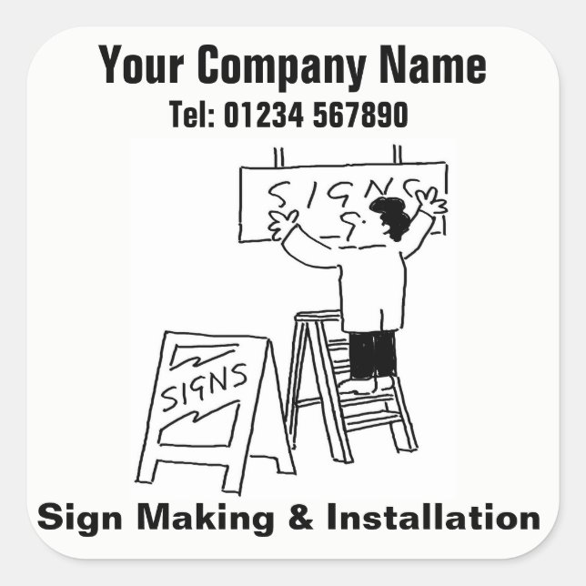 Sign Making & Installation Cartoon Square Sticker (Front)