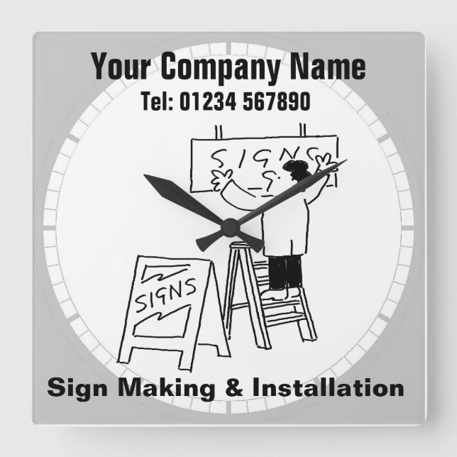 Sign Making & Installation. Sign Makers Office Square Wall Clock (Front)