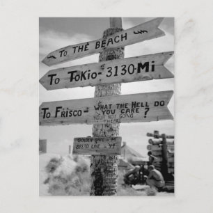 Sign on Tarawa illustrates Marine humor_War Image Postcard