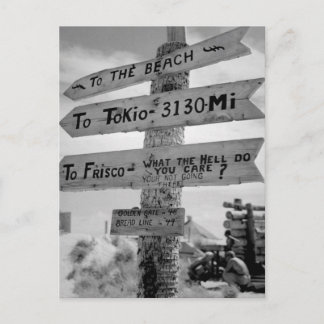 Sign on Tarawa illustrates Marine humor_War Image Postcard
