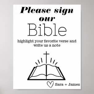 Sign Our Bible Wedding Guestbook, Modern Sign
