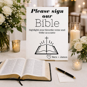 Sign Our Bible Wedding Guestbook, Modern Sign
