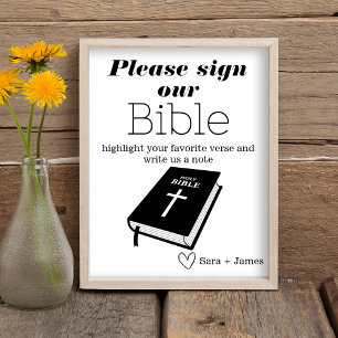 Sign Our Bible Wedding Guestbook, Simple Sign