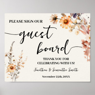 Sign Our Guest Board Wedding Autumn Wildflowers