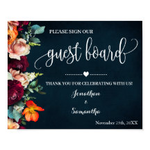 Sign our Guest Board Wedding Wine Navy Sign
