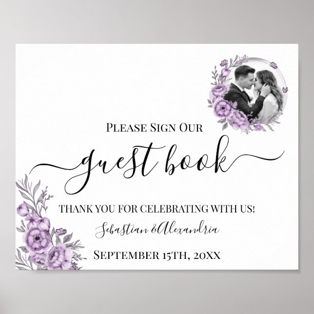 Sign our Guest Book Greenery Wedding Sign (Front)