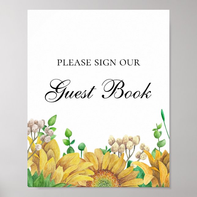 Sign our guest book. Rustic flowers. Sunflowers (Front)