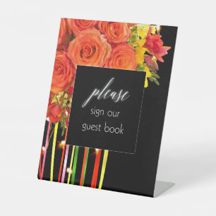 Sign Our Guest book sign - colourful boho Plaque