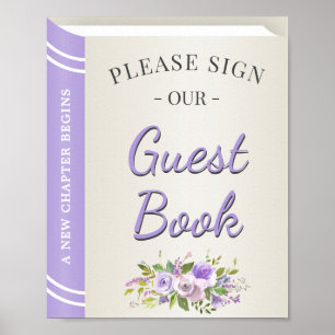 Sign Our Guest Book Storybook Book Lavender Poster