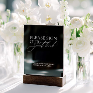 Sign Our Guest Book Wedding Black Acrylic Sign