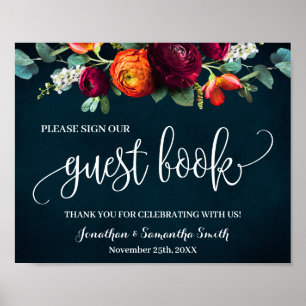 Sign our Guest Book Wedding Wine Navy