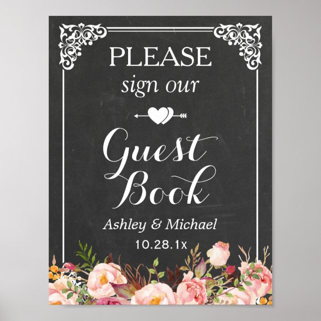 Sign Our Guestbook | Chalkboard Wedding Sign (Front)