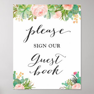 Sign Our Guestbook   Succulent Cactus Floral