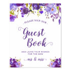 Sign Our Guestbook Violet Purple Floral Sign